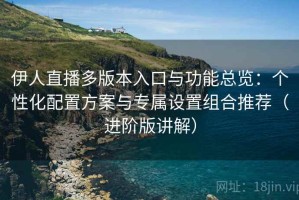 伊人直播多版本入口与功能总览：个性化配置方案与专属设置组合推荐（进阶版讲解）