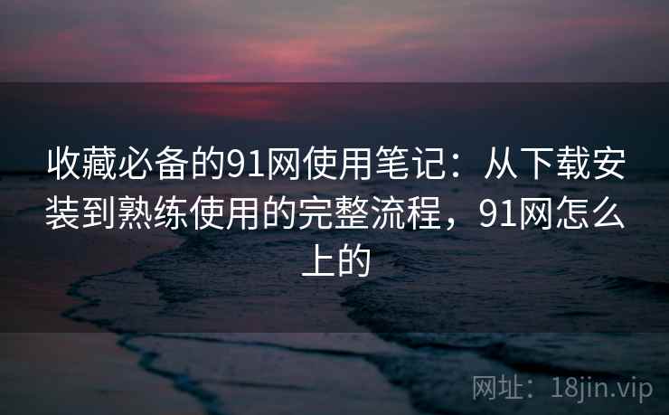 收藏必备的91网使用笔记：从下载安装到熟练使用的完整流程，91网怎么上的